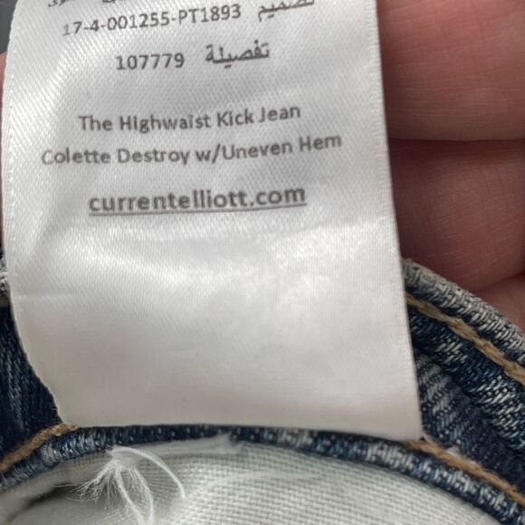 Current Elliott - The High Waist Kick Jean in Colette Destroy w/ Uneven Hem - Picture 7 of 9